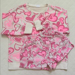 Zara | Cream Pink Hearts Top and Shorts Set | 10